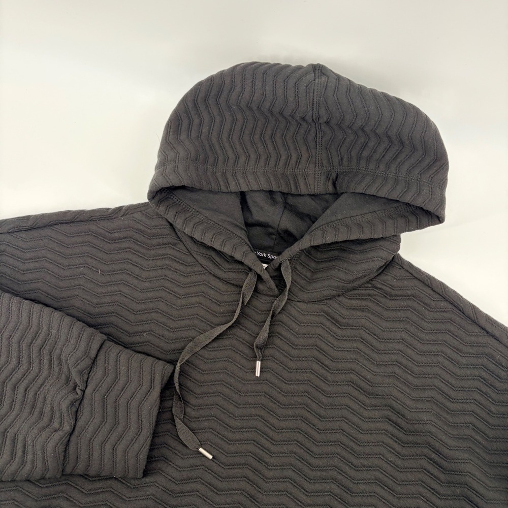 Jones New York Sport Womens 2X Black Chevron Textured Hooded Pullover Sweatshirt